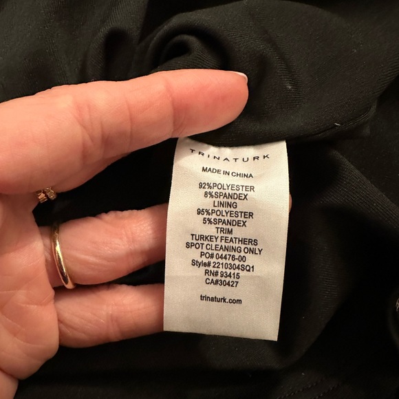 Trina Turk Silver Uhura Sequin Dress with Feather Hem Sz M - Picture 13 of 16